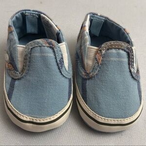 Gap multicolor light blue orange white plaid baby shoes